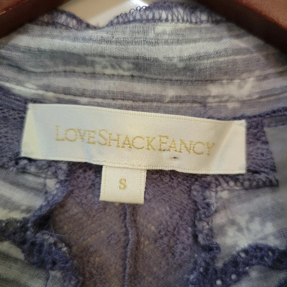 Love  shack fancy embroidered eyelet lace floral button blouse purple small - Picture 8 of 9